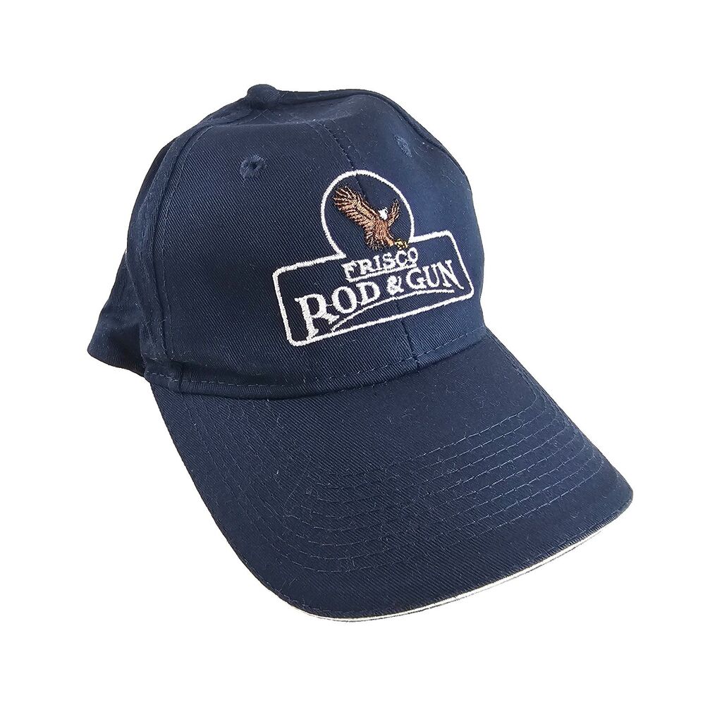 Frisco Rod & Gun Hat Navy Blue Eagle Logo Embroidered Strapback Baseball Cap